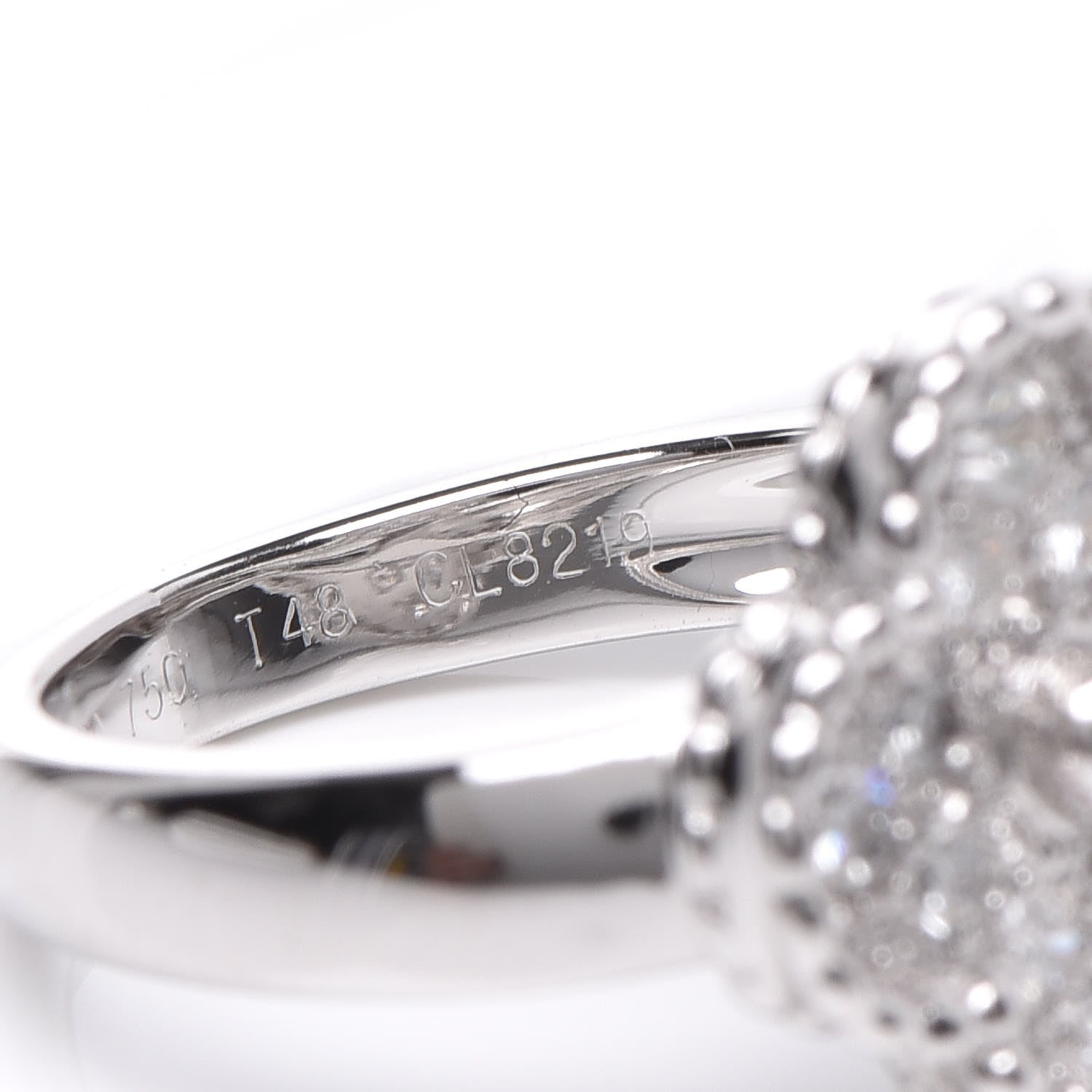 Van Cleef & Arpels 18K White Gold Diamond Vintage Alhambra Ring 48 4.5 6 of 6