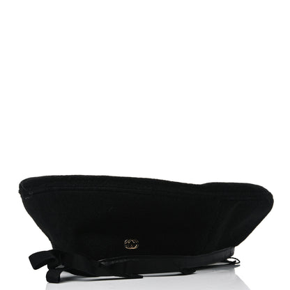 Gucci Felt Embroidered GG Patch Beret Hat Black 3 of 6