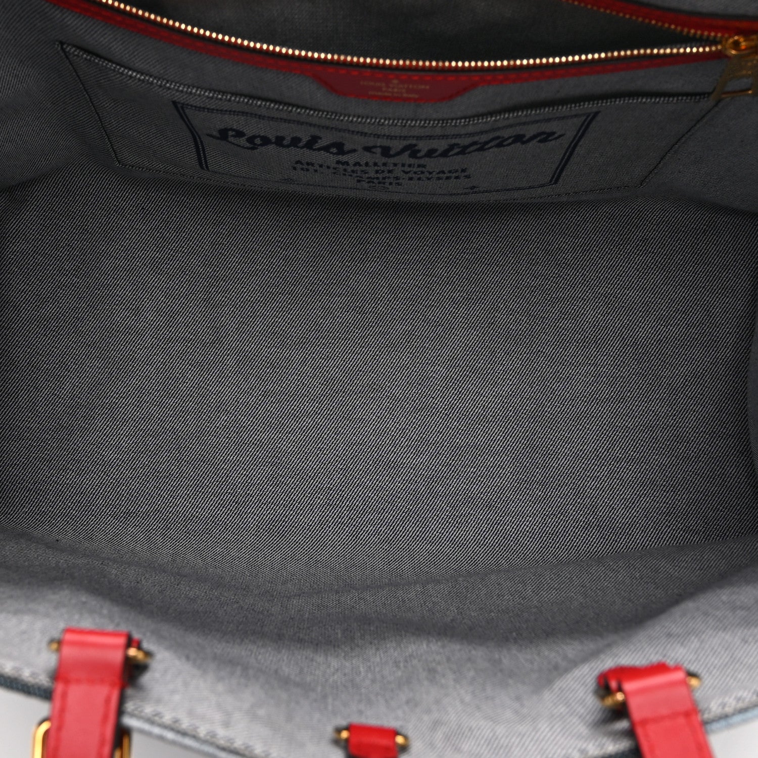 Louis Vuitton Denim Damier Monogram Onthego Blue Rouge 5 of 10