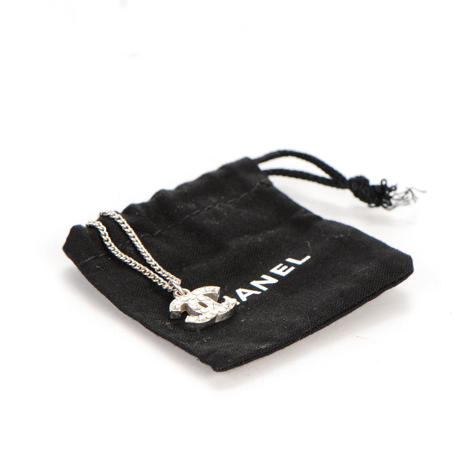 Chanel Crystal Timeless CC Necklace Silver 5 of 5