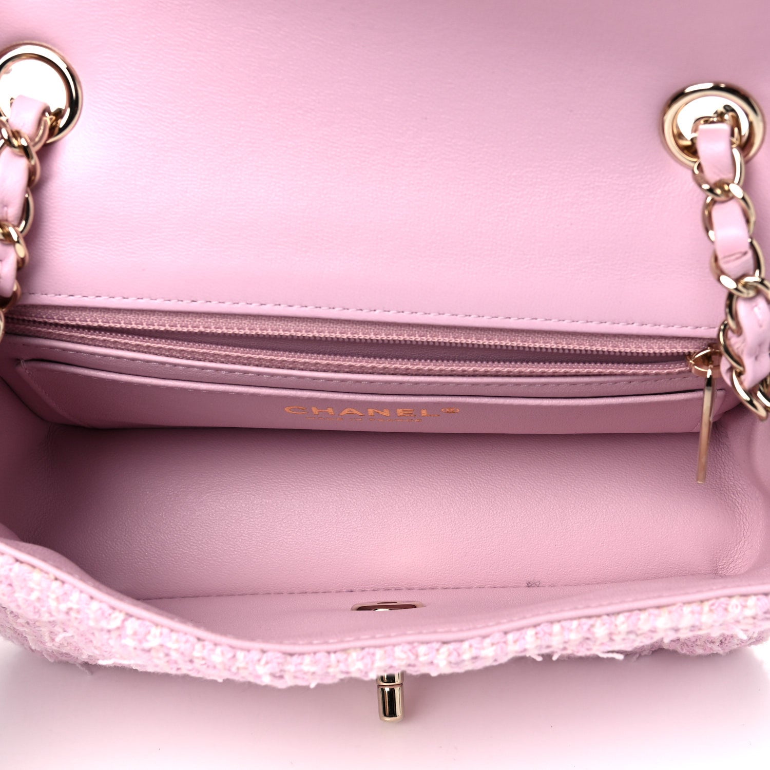 Chanel Tweed Quilted Mini Rectangular Flap Pink 5 of 12
