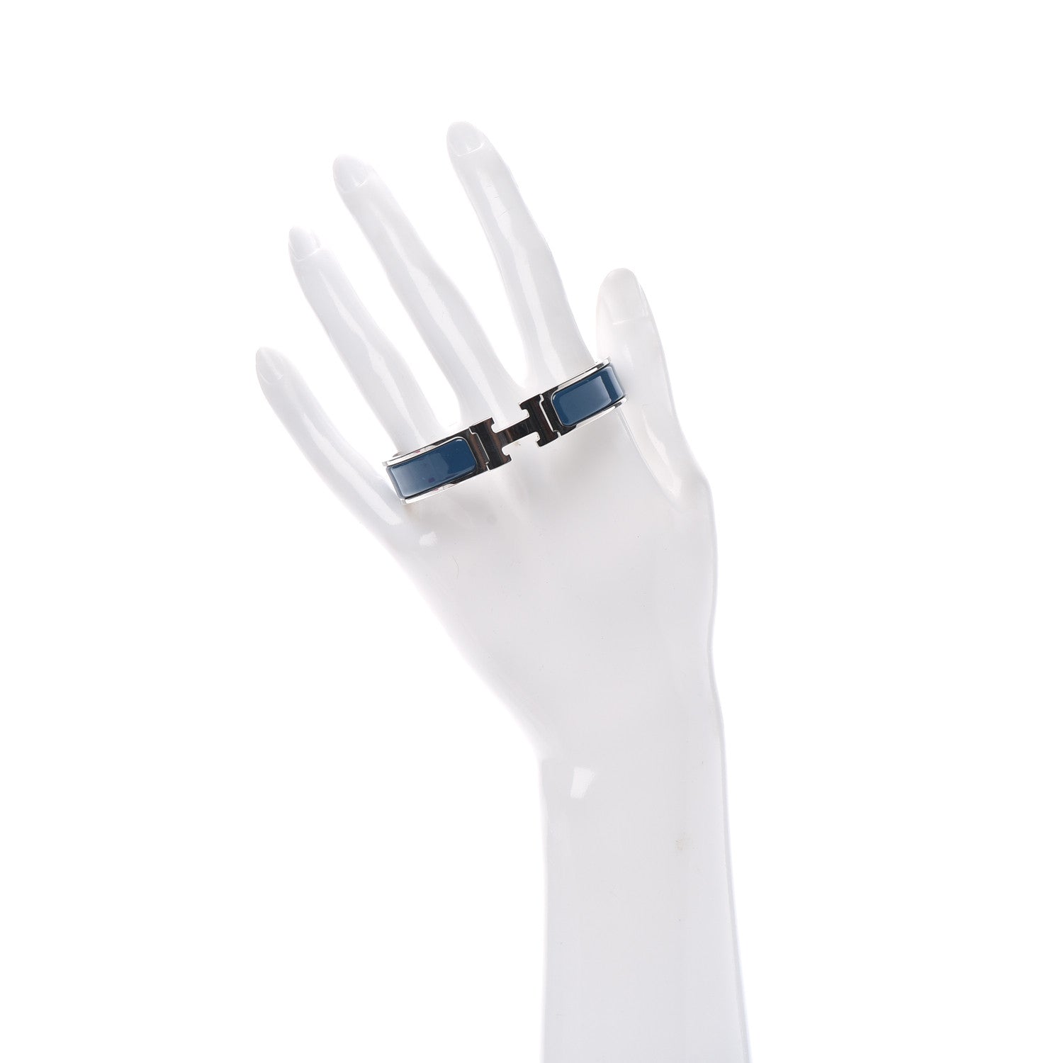 Hermes Narrow Enamel Clic Clac H Bracelet PM Bleu De Genes 2 of 4