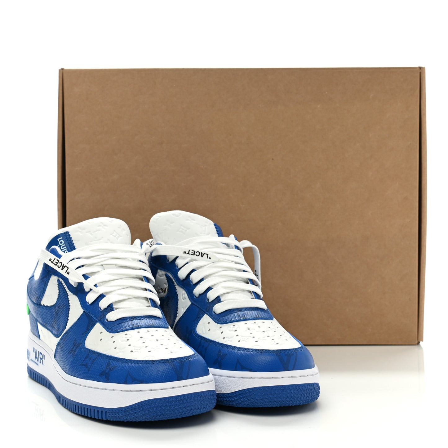 X NIKE AIR FORCE 1 Calfskin Monogram Mens Sneakers 8 Blue