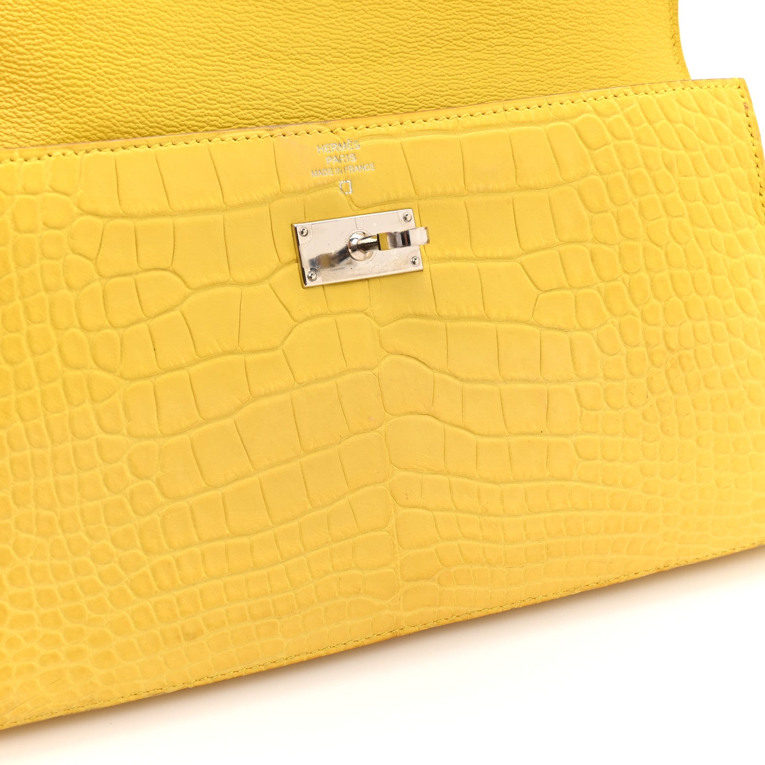 Hermes Matte Alligator Kelly Longue Wallet Mimosa 1843605