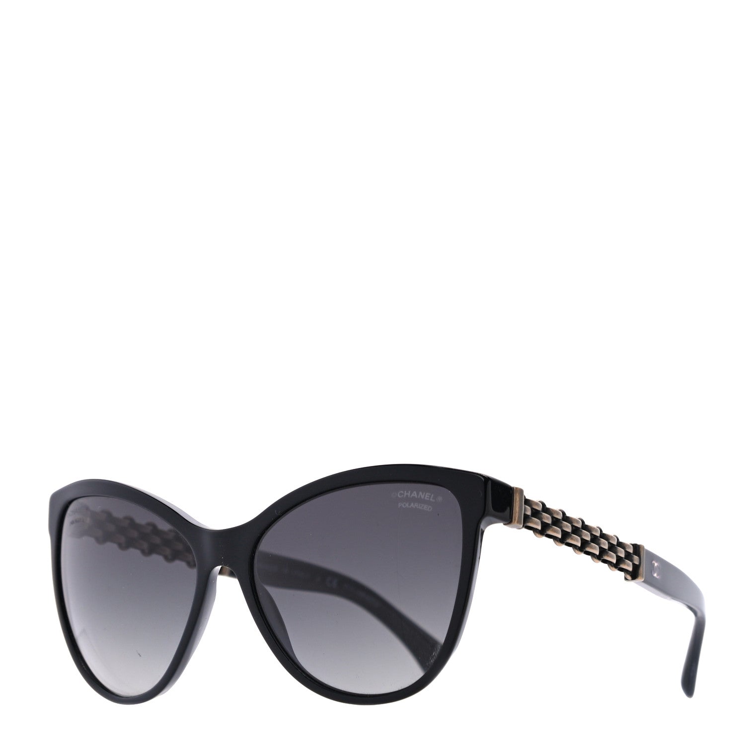 Chanel Acetate Polarized Cat Eye Chain Sunglasses 5326 Black 1 of 7