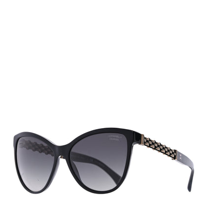 Chanel Acetate Polarized Cat Eye Chain Sunglasses 5326 Black 1 of 7