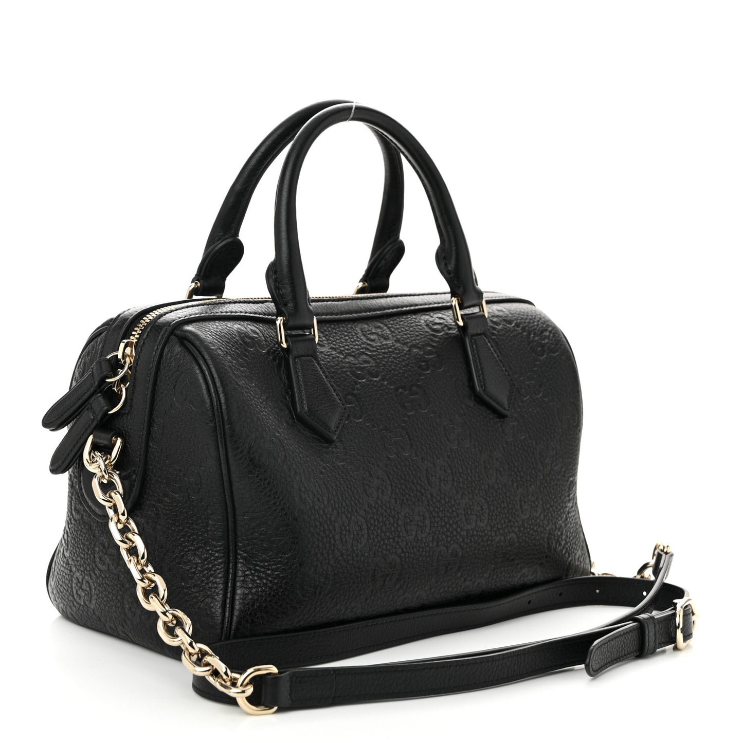 Calfskin GG Emblem Small Top Handle Bag Black