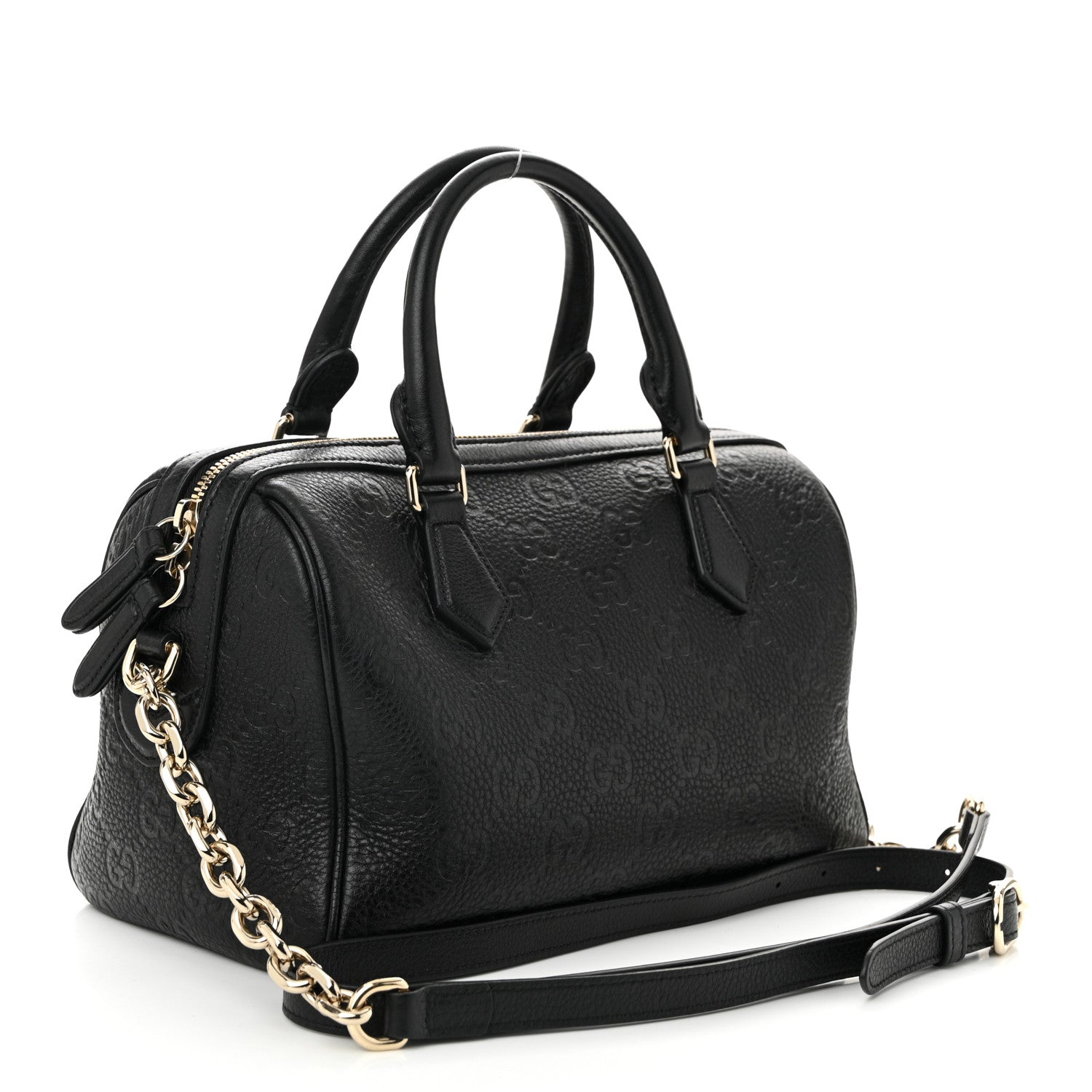Gucci Calfskin GG Emblem Small Top Handle Bag Black 3 of 10