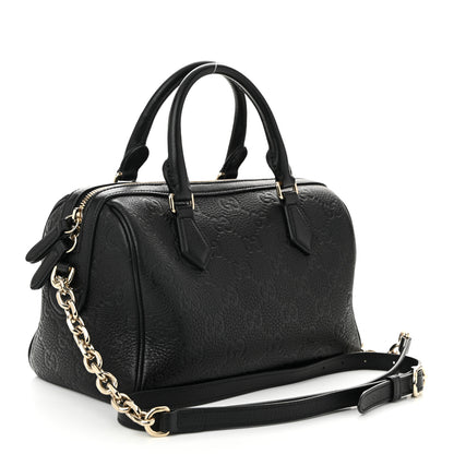 Gucci Calfskin GG Emblem Small Top Handle Bag Black 3 of 10