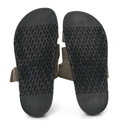 Hermes Suede Goatskin Womens Chypre Sandals 41 Vert Toundra 6 of 9