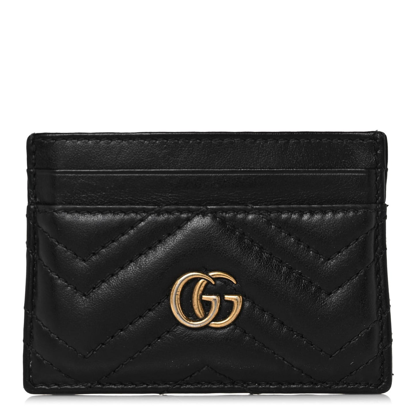 Calfskin Matelasse GG Marmont Card Holder Black