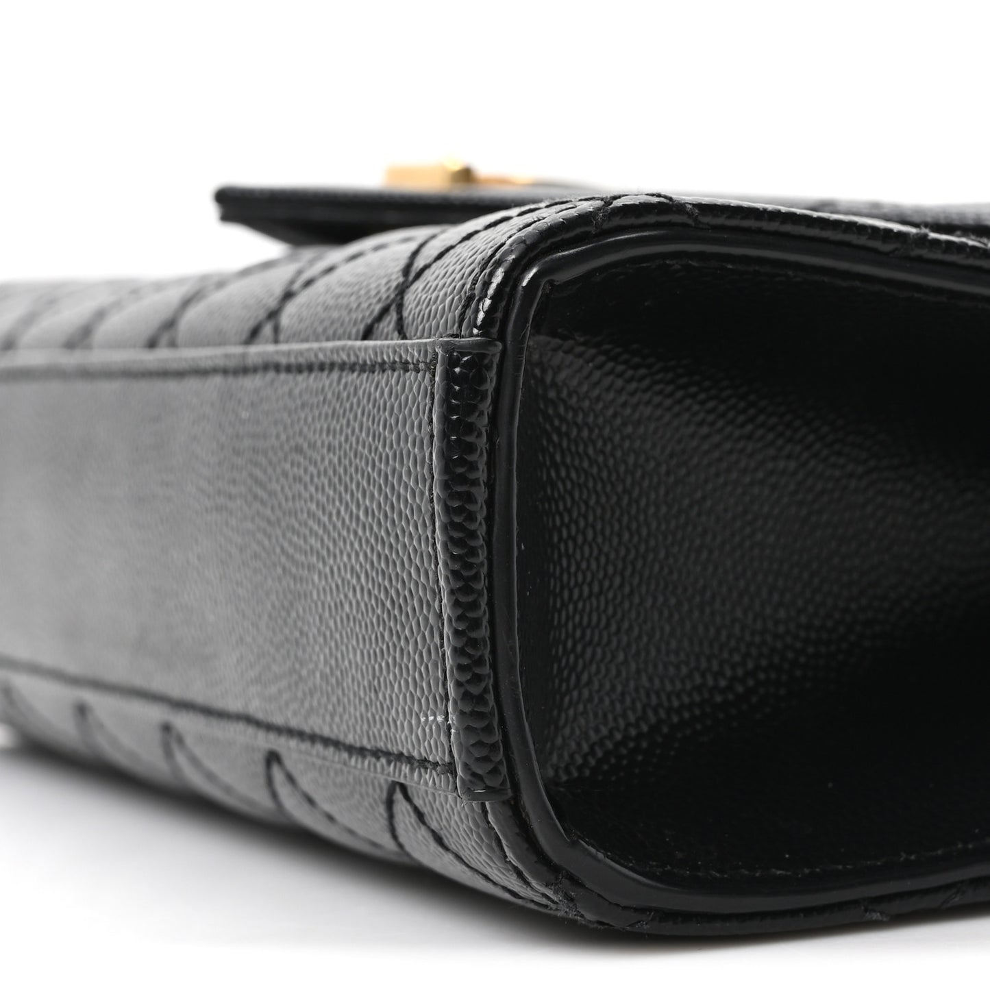 Grain De Poudre Textured Mixed Matelasse Triquilt Small Monogram Satchel Black