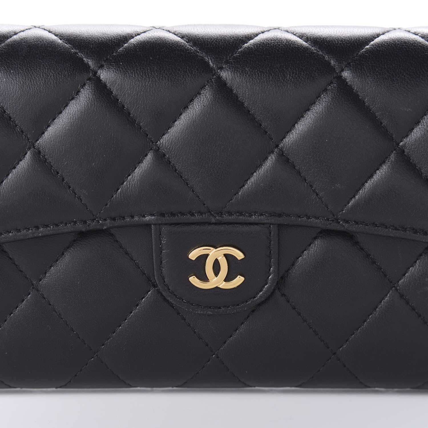 Chanel Lambskin Quilted Large Gusset Flap Wallet Black 11 of 12