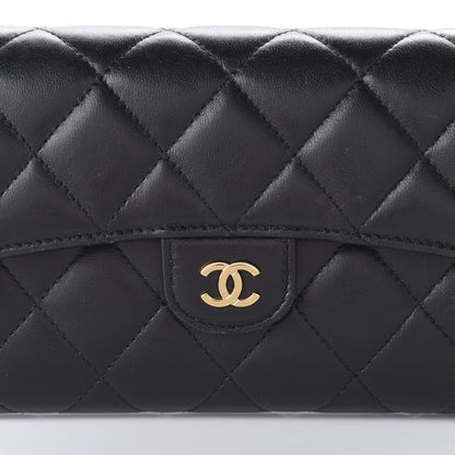 Chanel Lambskin Quilted Large Gusset Flap Wallet Black 11 of 12