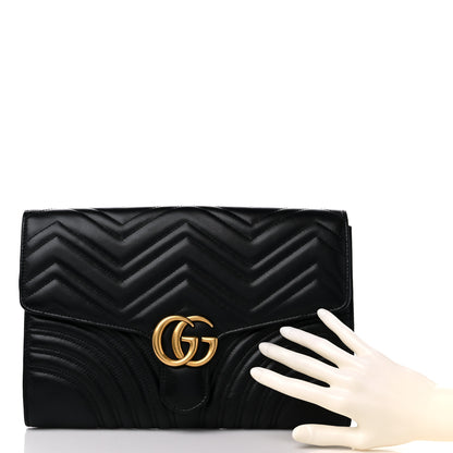 Gucci Calfskin Matelasse GG Marmont Clutch Black 2 of 12