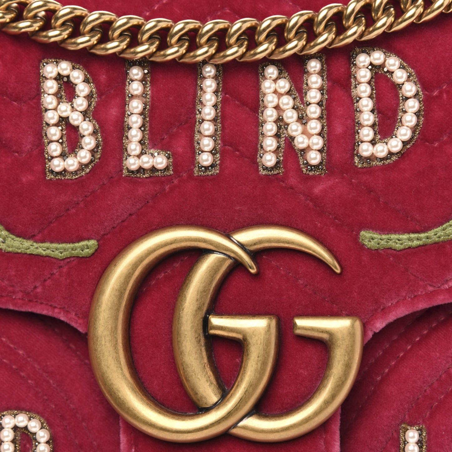 Velvet Matelasse Blind for Love Embroidered Medium GG Marmont Shoulder Bag Light Raspberry Rose Multicolor
