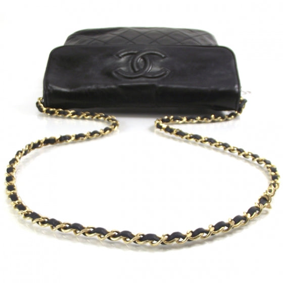Vintage Lambskin Cross Body Flap Bag Black