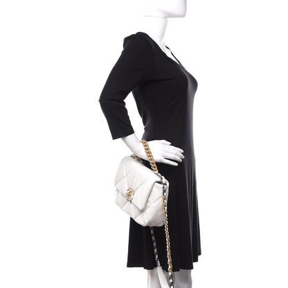 Chanel Shiny Crumpled Calfskin Quilted Medium 19 Flap White 2 of 11