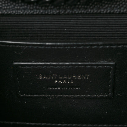 Saint Laurent Grain De Poudre Textured Mixed Matelasse Triquilt Small Monogram Satchel Black 6 of 8