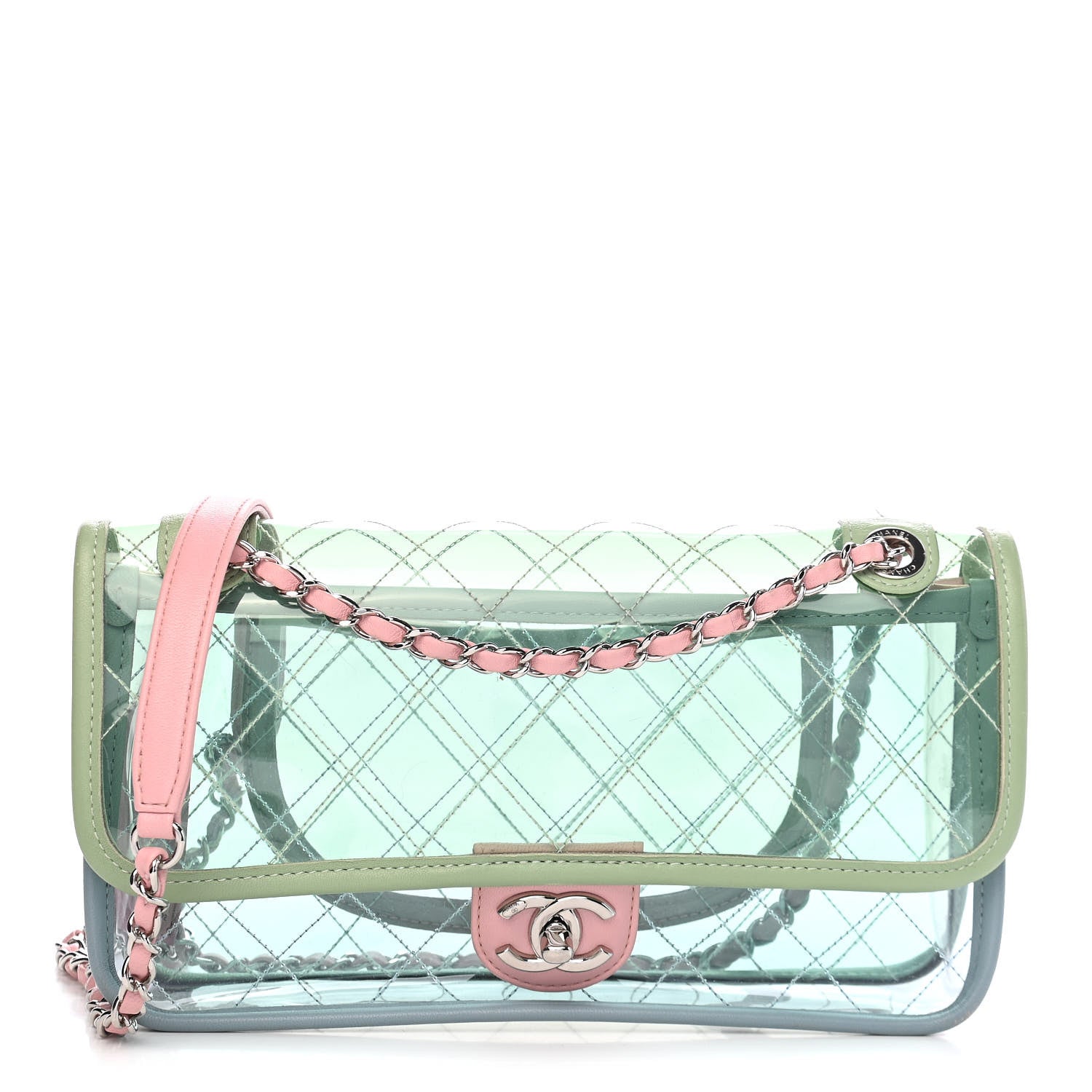 Chanel Lambskin PVC Quilted Medium Coco Splash Flap Blue Green 1 of 9