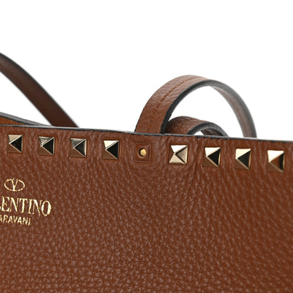 Valentino Garavani Grained Calfskin Rockstud Shoulder Tote Bright Cognac 10 of 11