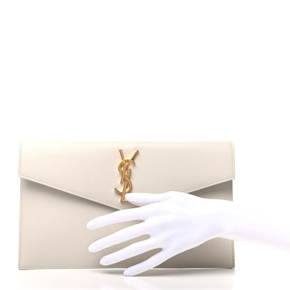 Saint Laurent Smooth Shiny Calfskin Medium Uptown Pouch Crema Soft 2 of 6