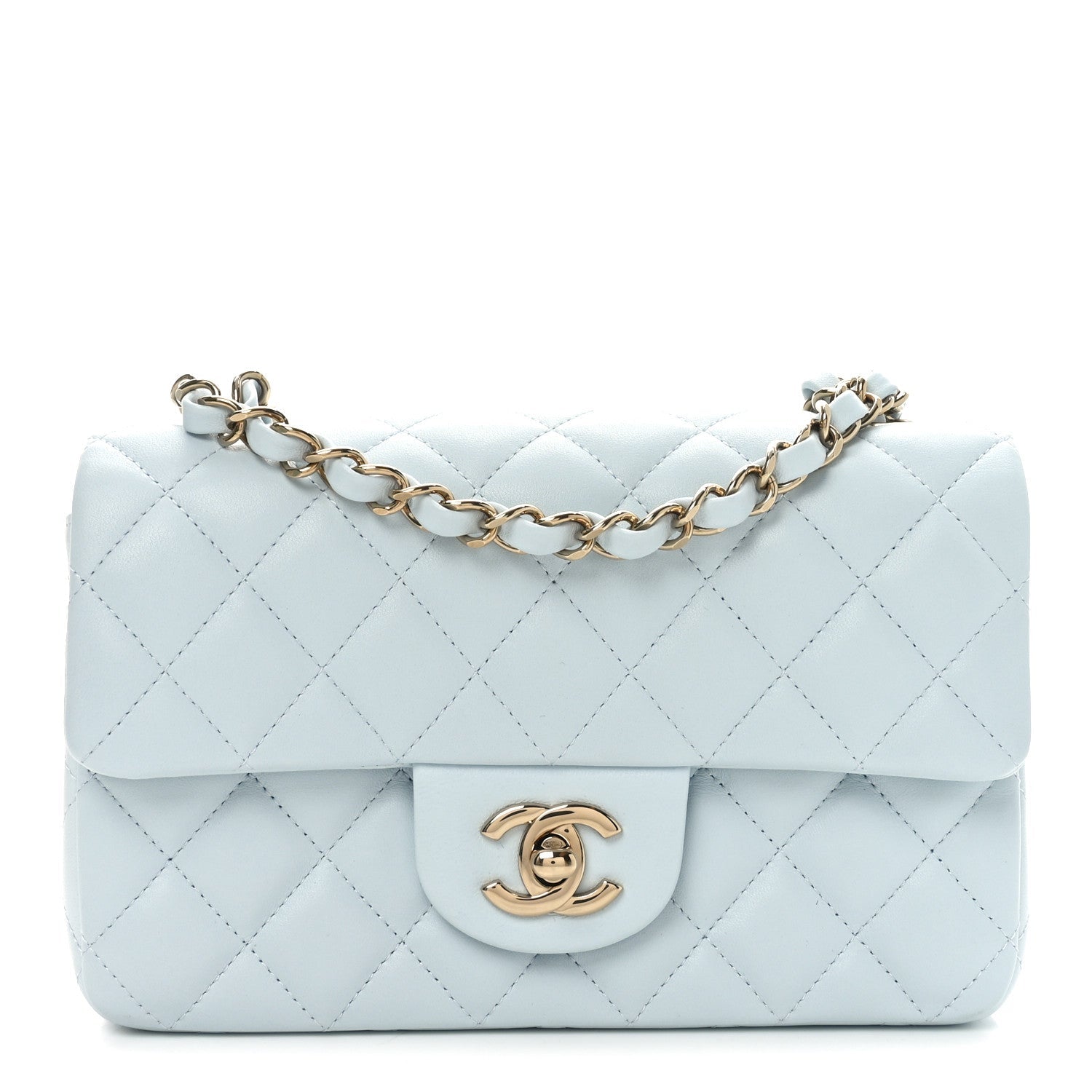 Chanel Lambskin Quilted Mini Rectangular Flap Light Blue 1 of 11