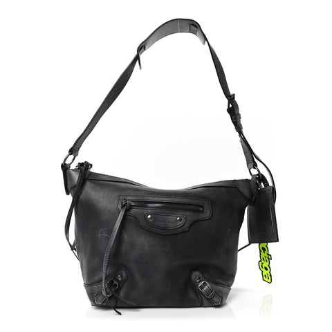 Used Calfskin Silver Hardware Small Neo Classic City Navy