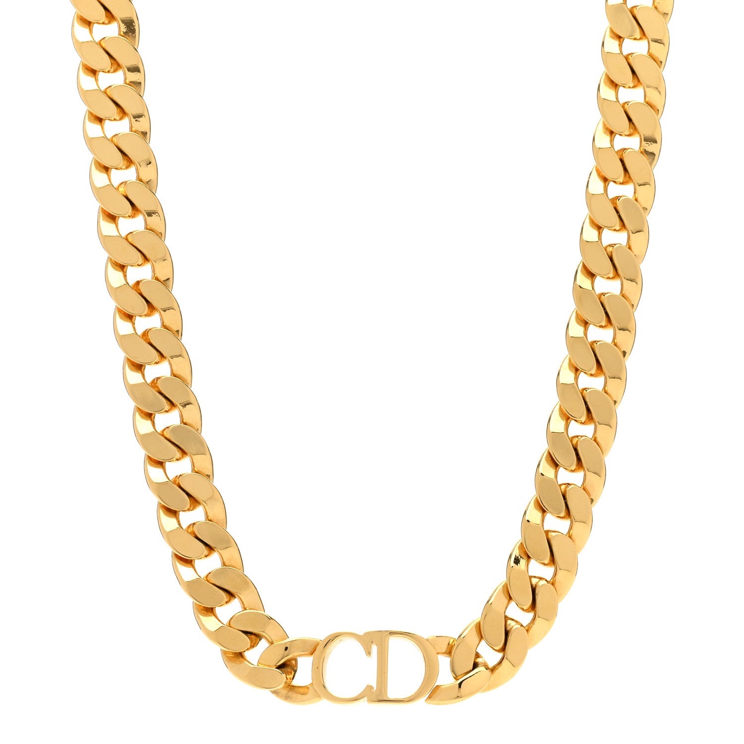 Christian Dior Metal CD Choker Necklace Gold 1 of 6