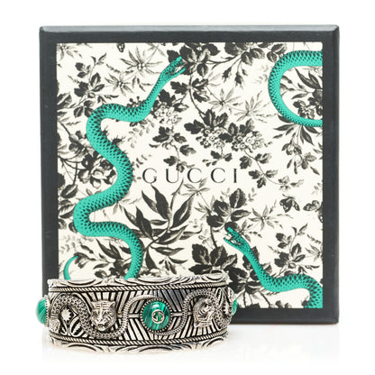 Gucci Sterling Silver Resin Garden GG Cuff Bracelet Green 4 of 4