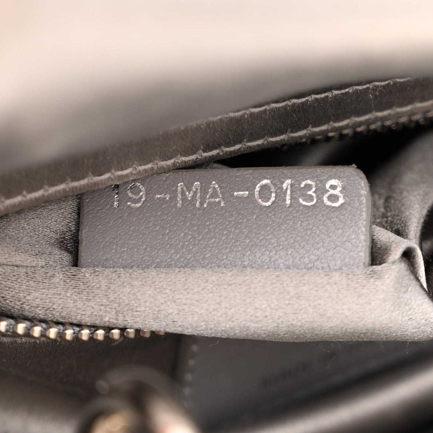 Satin Crystal Cannage Mini Lady Dior Gray