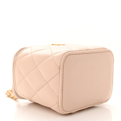 Chanel Lambskin Quilted Pearl Crush Mini Vanity Case With Chain Beige 4 of 11