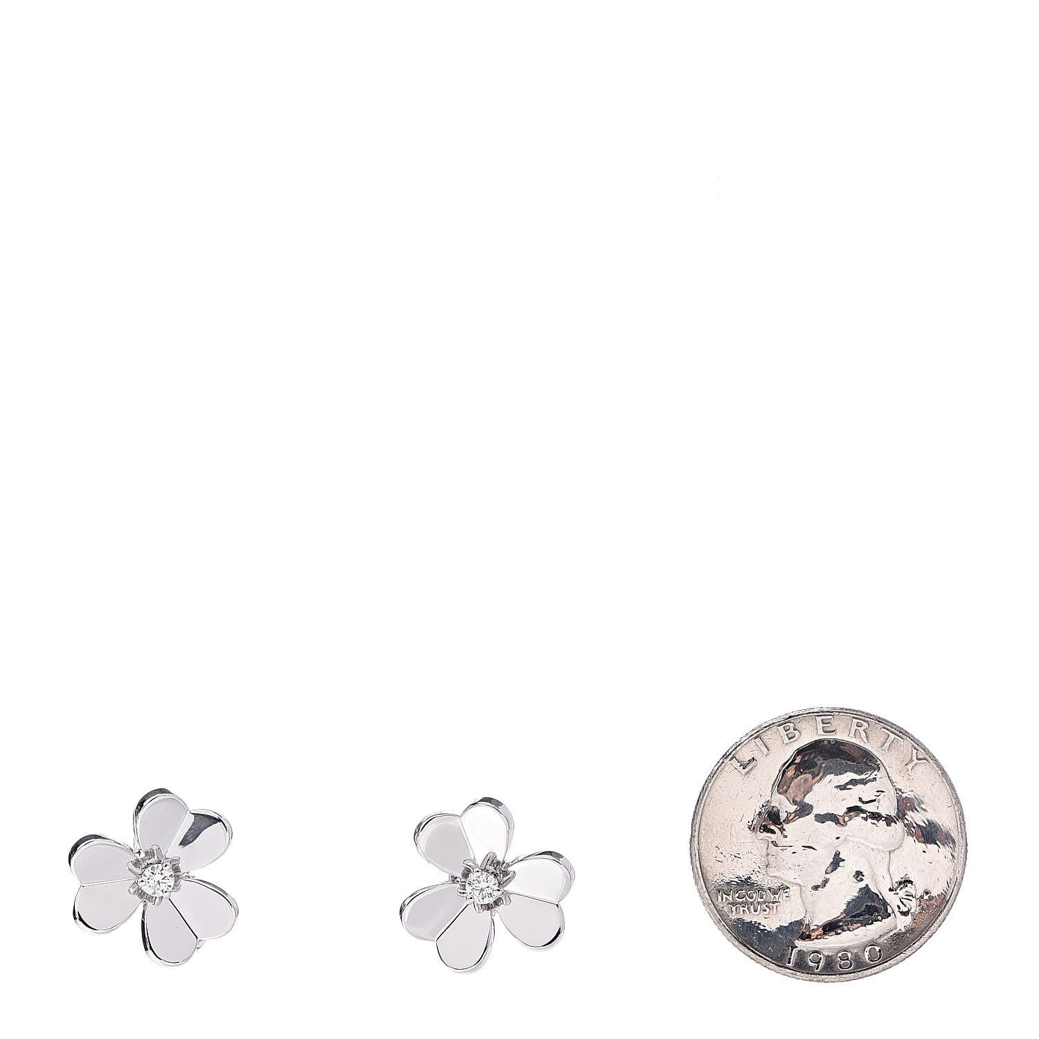 Van Cleef & Arpels 18K White Gold Diamond Small Frivole Earrings 2 of 6