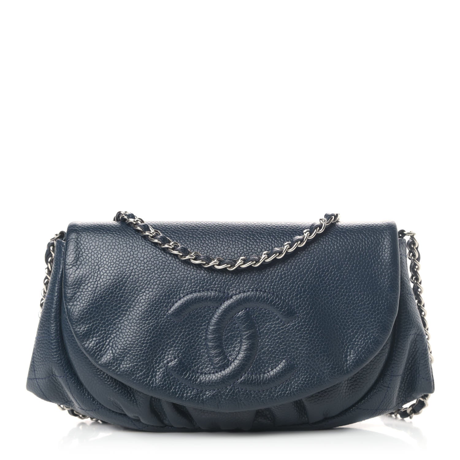 Chanel Caviar Half Moon Wallet On Chain WOC Navy 1 of 6