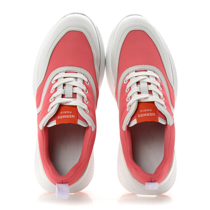Hermes Mesh Calfskin Womens Giga Sneakers 37.5 Rose Du Desert White 2 of 10