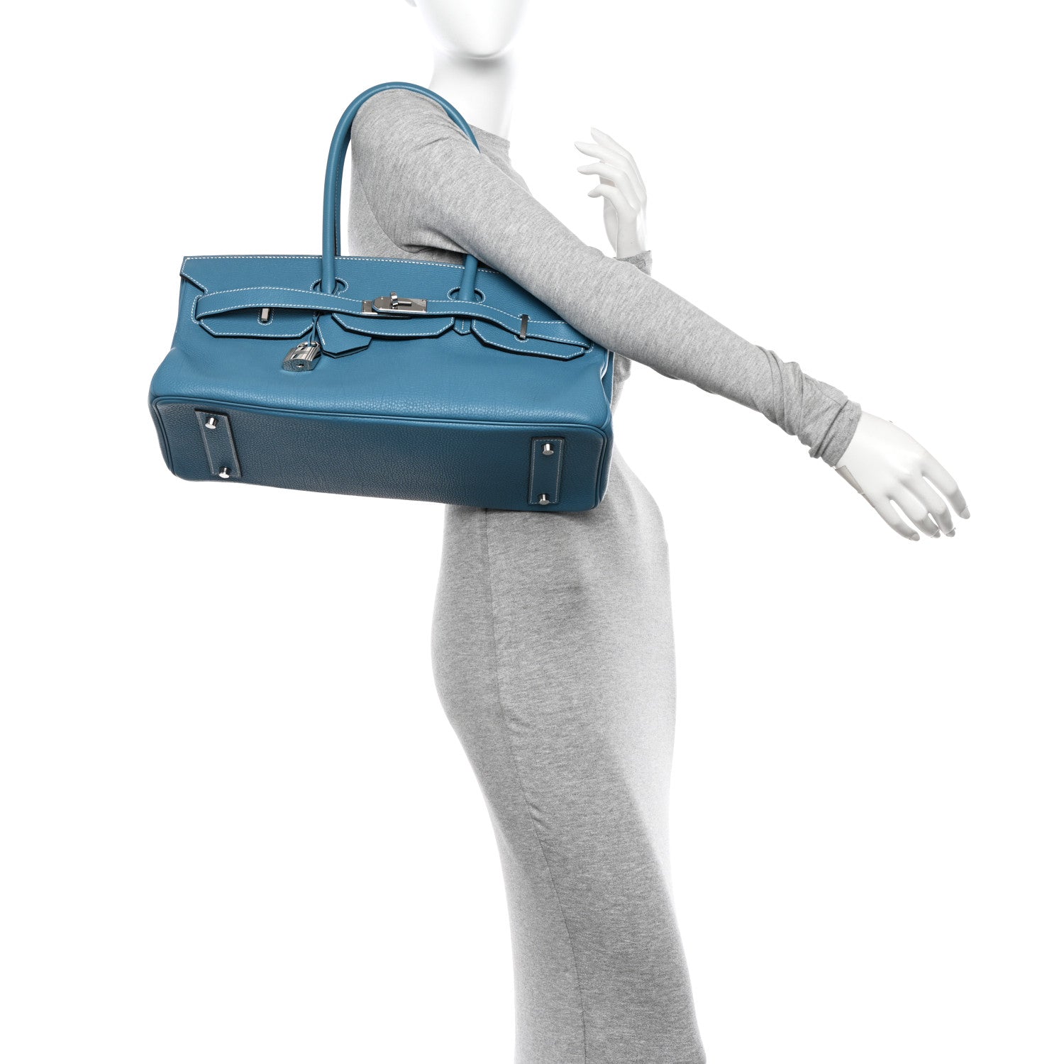 Hermes Togo JPG Shoulder Birkin II 42 Blue Jean 2 of 13