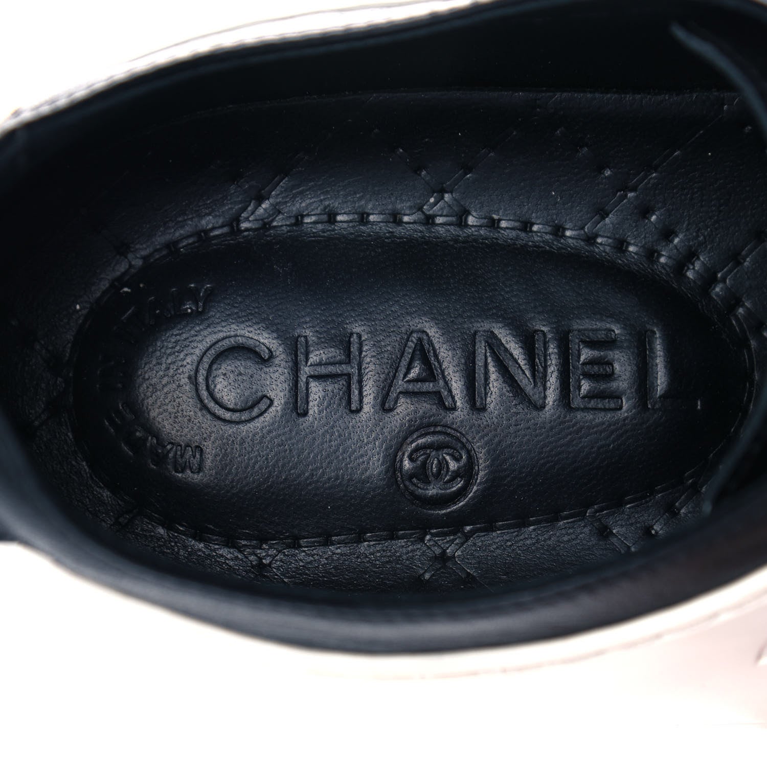 Chanel Calfskin Womens CC Sneakers 39 Black White 8 of 11