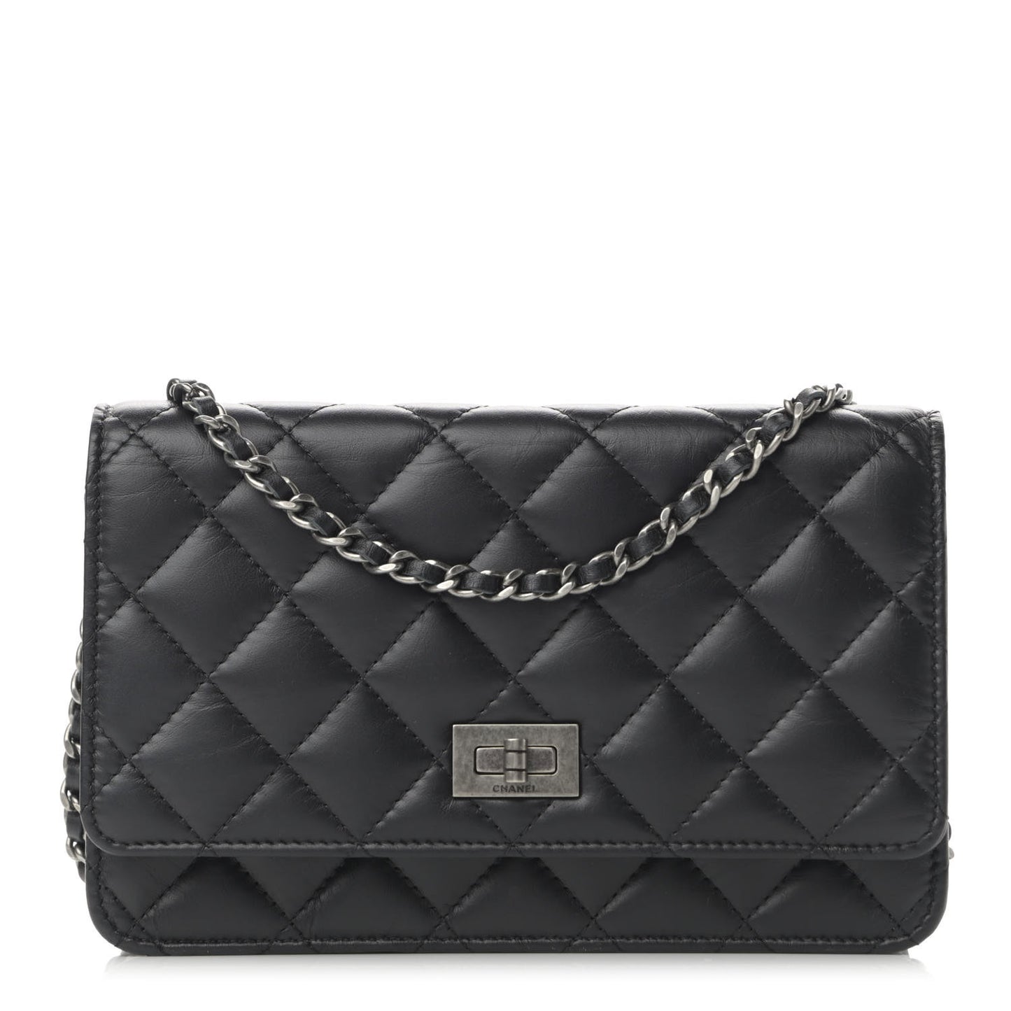 Aged Calfskin Quilted Reissue Wallet On Chain WOC Black