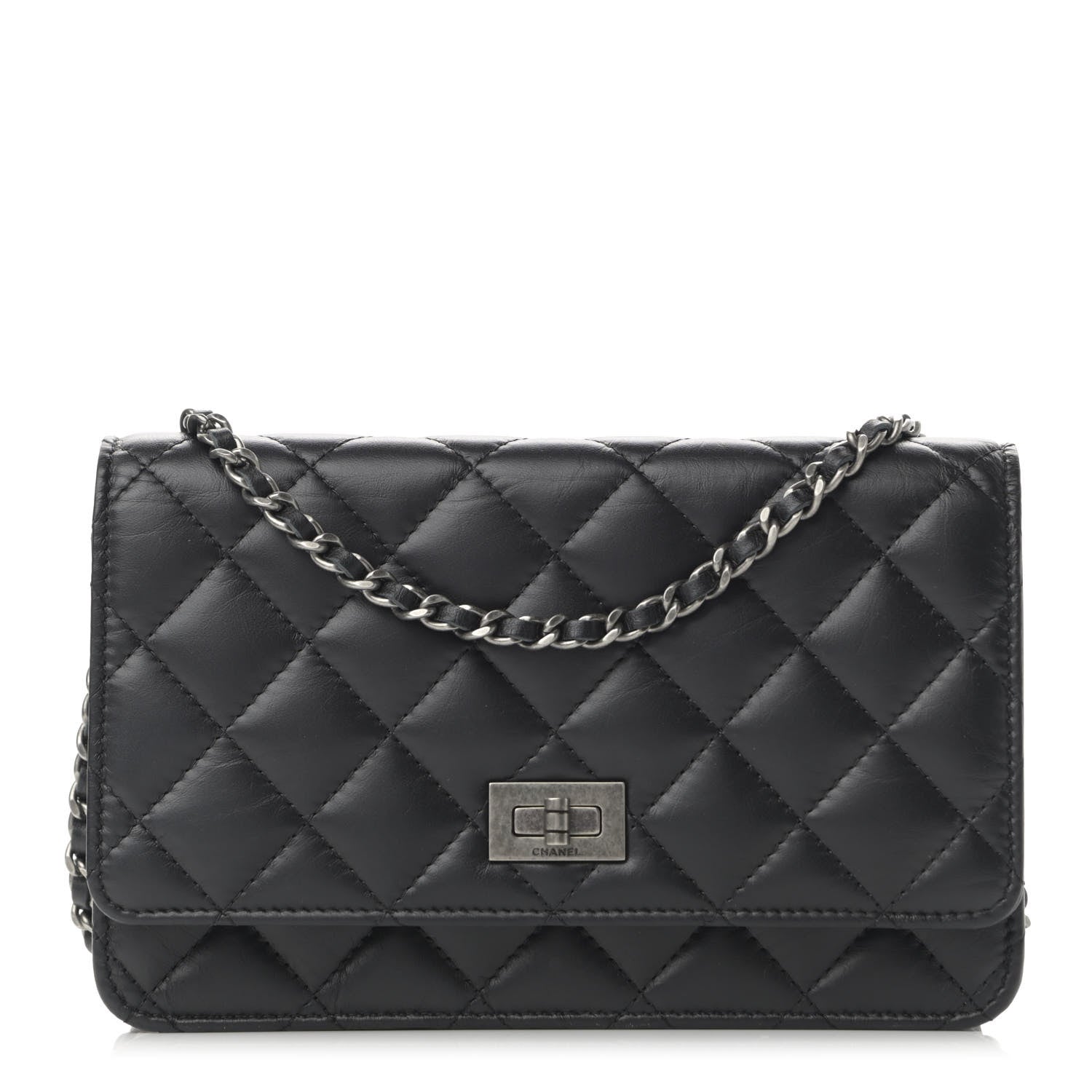 Chanel Aged Calfskin Quilted Reissue Wallet On Chain WOC Black 1 of 11