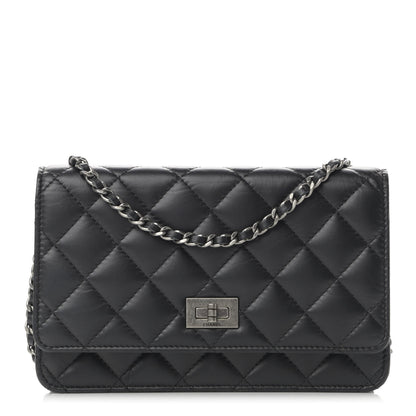 Chanel Aged Calfskin Quilted Reissue Wallet On Chain WOC Black 1 of 11