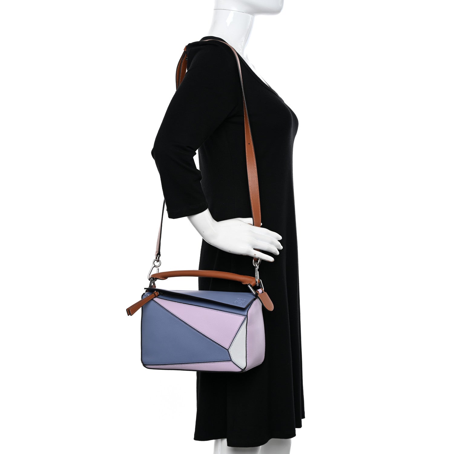 Loewe Calfskin Small Puzzle Bag Blueberry Kaolin Tan 2 of 10