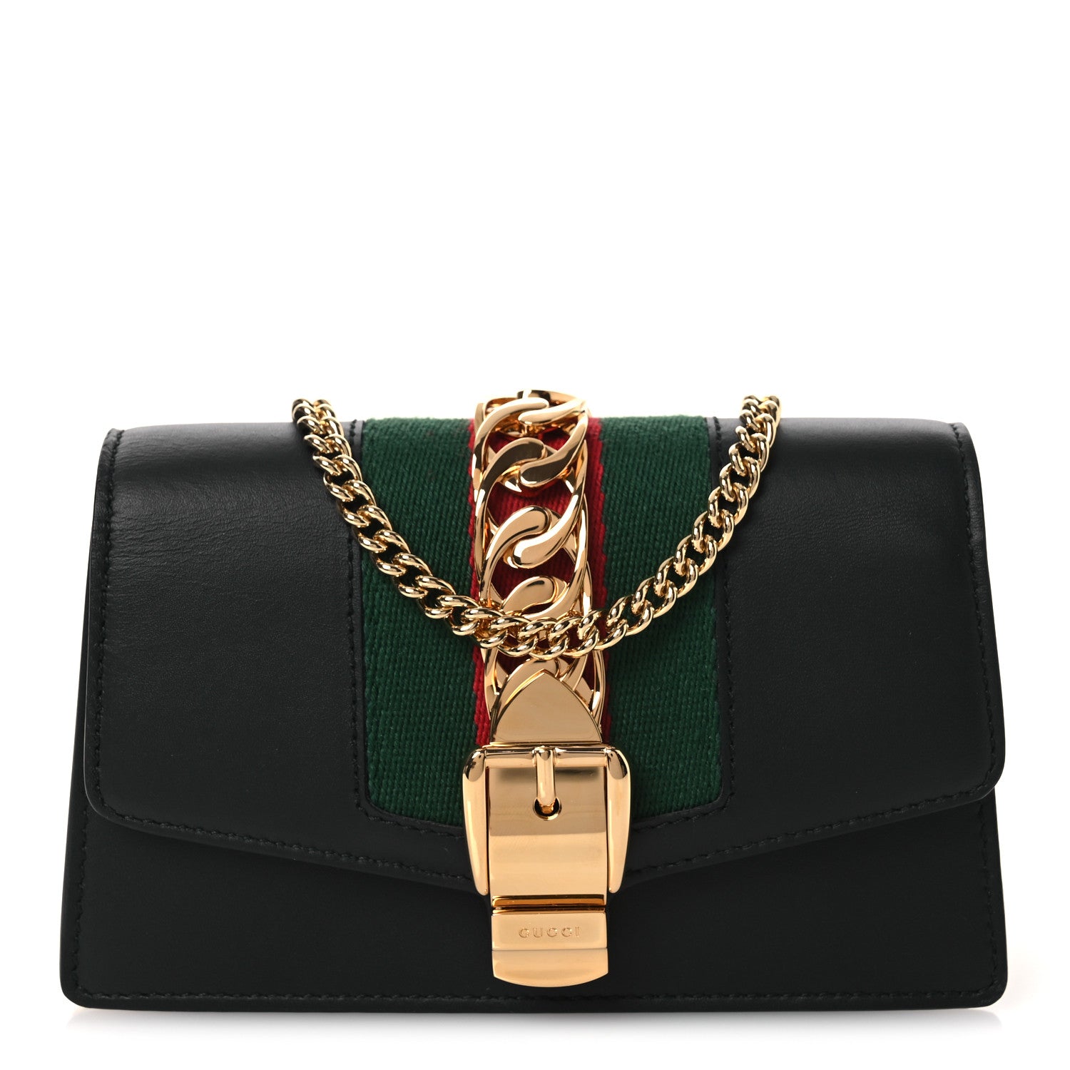Gucci Calfskin Super Mini Sylvie Chain Shoulder Bag Black 1 of 10