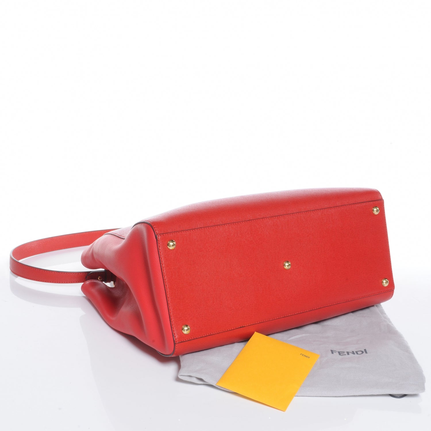 Fendi Vitello Elite Flamingo Regular 2Jours Tote Rosso Fiamma 4 of 9