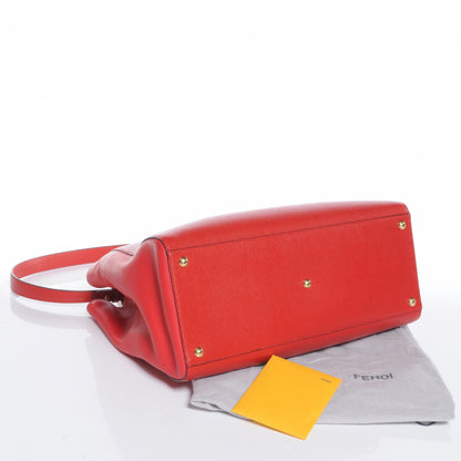 Fendi Vitello Elite Flamingo Regular 2Jours Tote Rosso Fiamma 4 of 9
