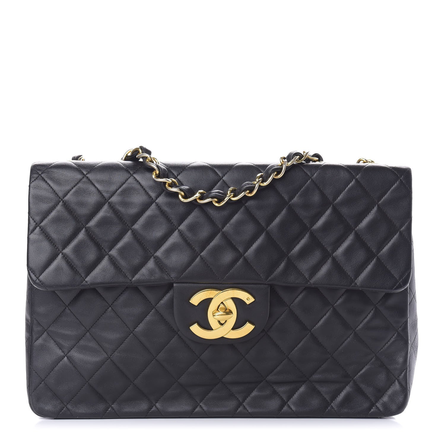 Chanel Lambskin Quilted XL Jumbo Single Flap Black 1 of 12
