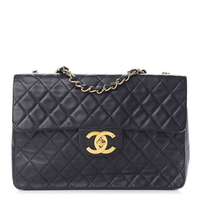 Chanel Lambskin Quilted XL Jumbo Single Flap Black 1 of 12