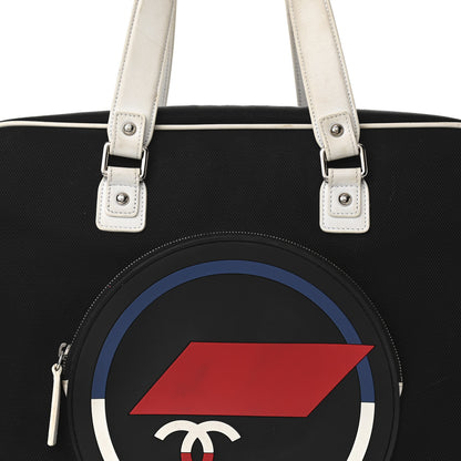 Chanel Canvas Rubber Airlines Large Zip Shopping Tote Black White Red 8 of 14