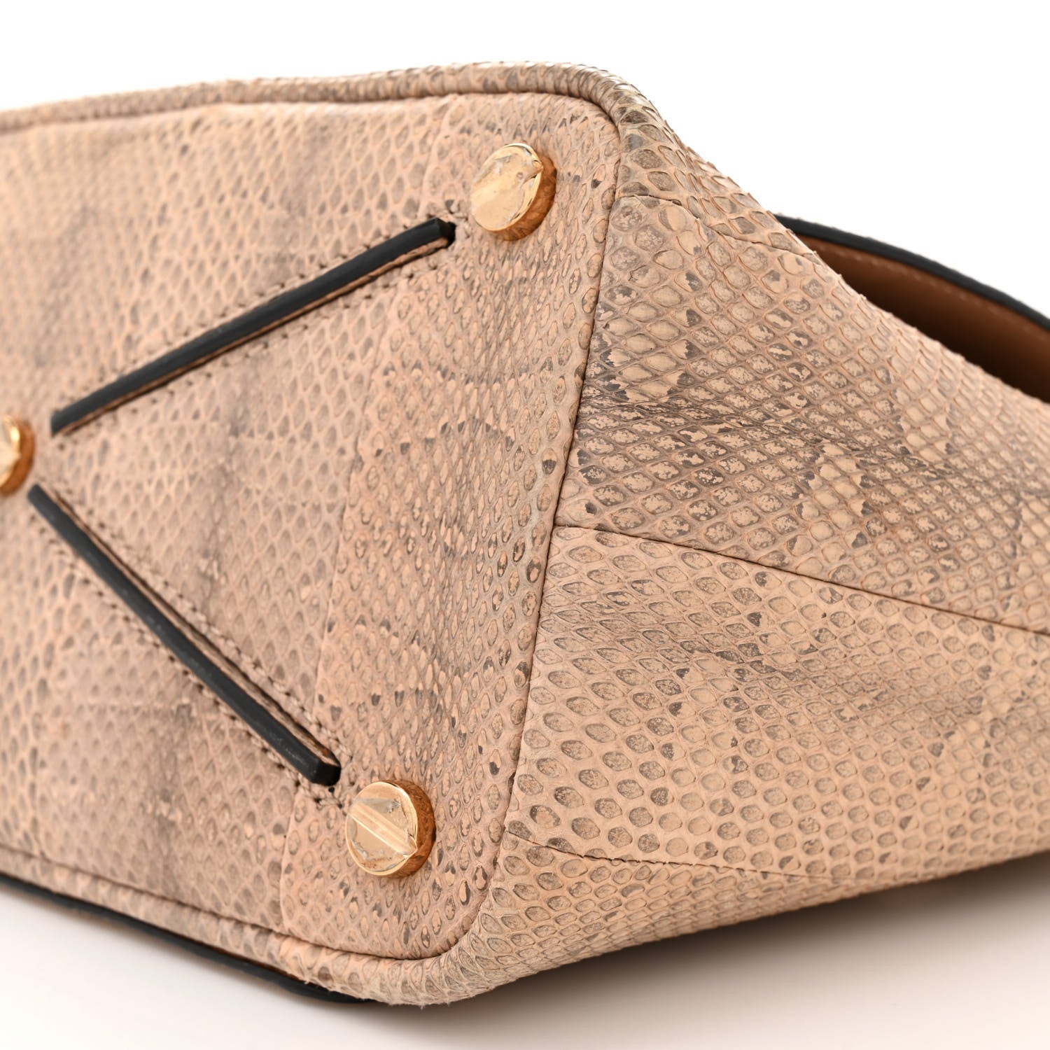 Valentino Garavani Snakeskin Small Demilune Double Handle Satchel Beige 9 of 14