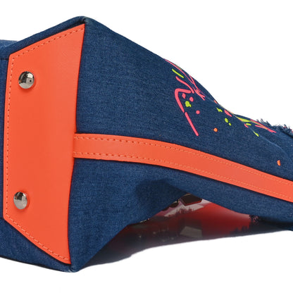 Christian Louboutin Denim Printed Mini Frangibus Tote Blue Multicolor 9 of 9