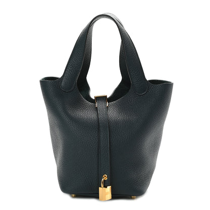 Hermes Taurillon Clemence Picotin Lock 18 PM Vert Cypress 1 of 9